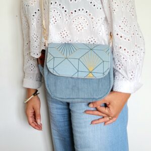 Sac Besace "Art Déco bleu"