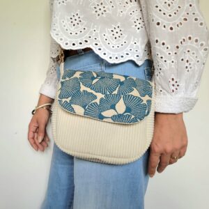Sac Besace "Ginkgo bleu"
